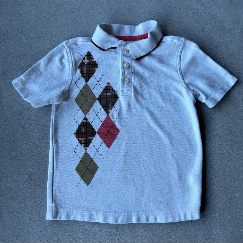 3 for $25 ~ Old Navy ~ Polo ~ White with Argyle Design ~ Girls Size 4